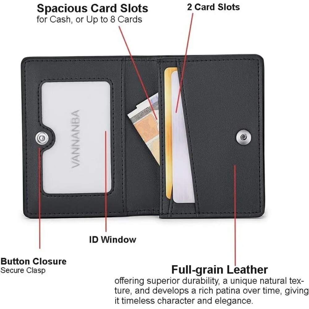 Men's Black Genuine Leather Credit Holder Pocket Bifold Wallets Card Design